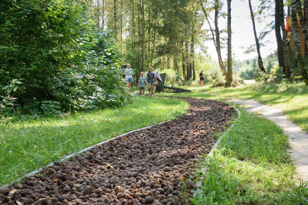 Босоногая тропа включает 43 вида различных тактильных покрытий